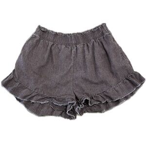 Aerie Cinched Paperbag Ruffle Pull-On Linen Blend Shorts Size M Beach Shabby